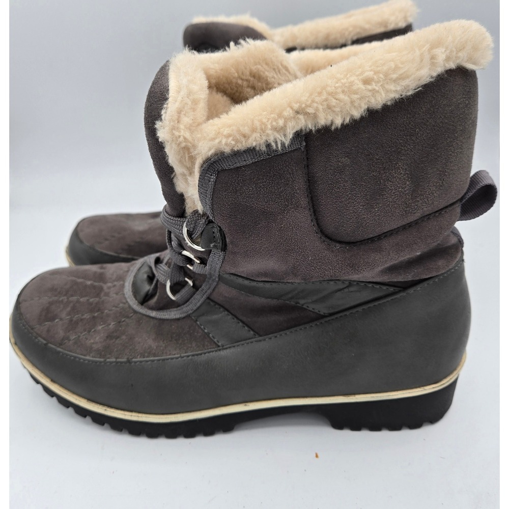 Arctic Plunge Womens Winter Snow Boots Lace Up Faux Fur Trim Gray Size 8.5 - Picture 3 of 8